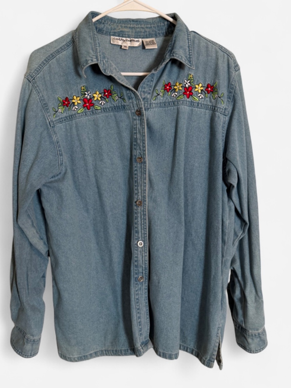 Vintage Cathy Daniels Embroidered Denim Button Down Shirt